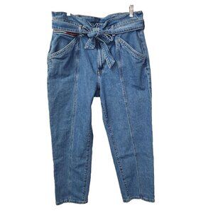 Tommy Hilfiger Women’s High Waisted Paper Bag Denim Cropped Jeans 90s Y2k 14
